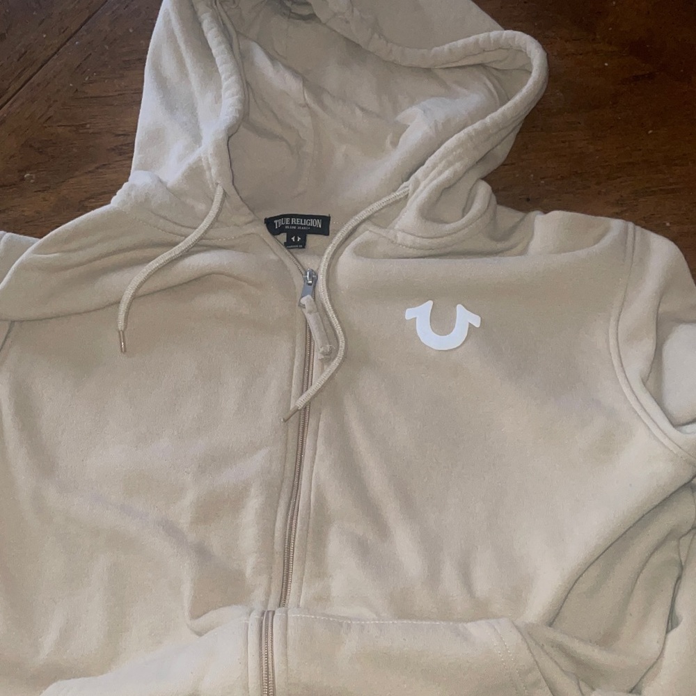 True Religion Tan Zip-Up Hoodie